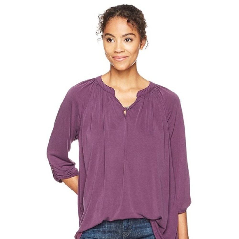 Neon Buddha Chalet Grape Plum V-Neck Top Sz Small